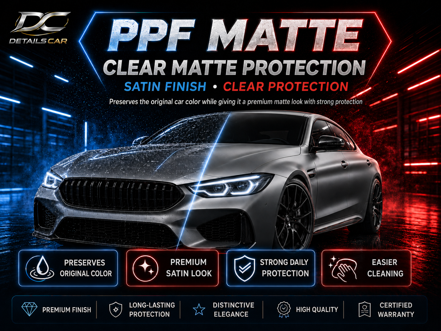 Clear matte PPF protection